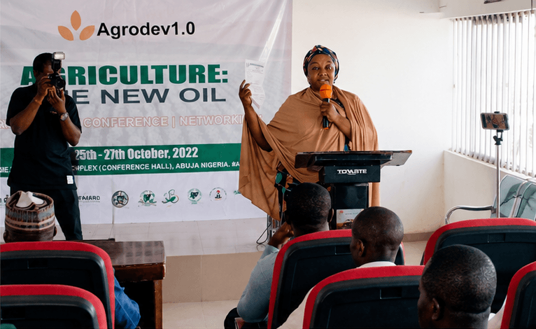 A facilitator speaking at an Agrodev training initiative